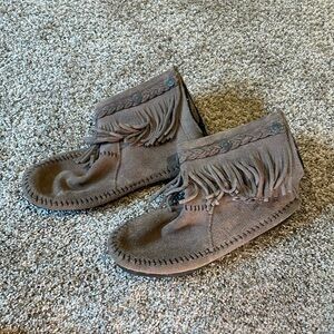 Gray Minnetonka boots